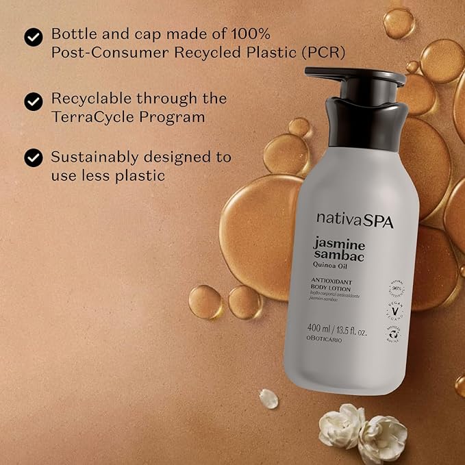 Nativa SPA by O Boticario Jasmin Sambac Anti-Stress Body Lotion, Fragranced Moisturizer Enriched with Purified Quinoa Drops to Boost Hydration, 13.5 Ounce (400ml)-GlimoraGlow