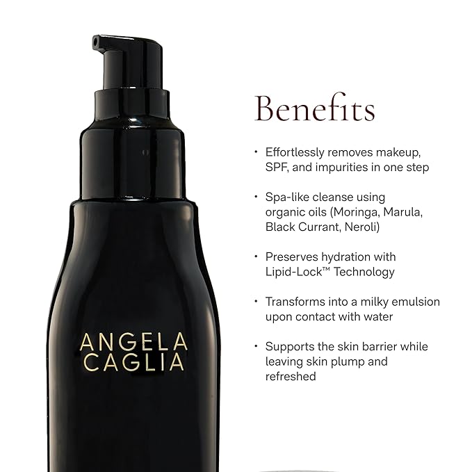 Angela Caglia Neroli Cleansing Oil - Makeup Remover & Face Cleanser with Lipid-Lock Technology - Organic Moringa, Marula, Black Currant & Neroli Oils - Soothing Hydration & Barrier Support-GlimoraGlow