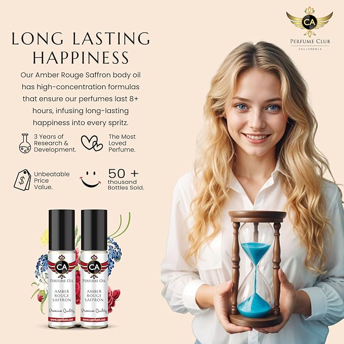 CA Perfume Amber Rouge Saffron Fragrance Body Oil For Women & Men Roll On 0.33fl oz / 10ml-GlimoraGlow