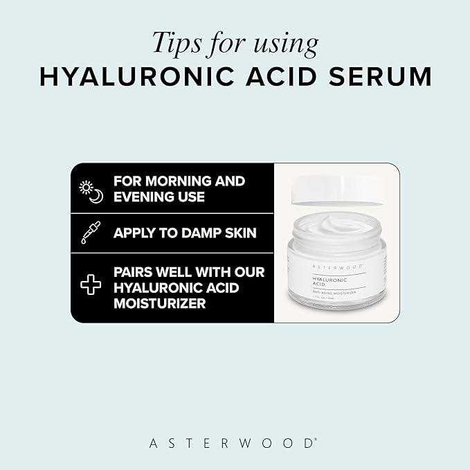 Asterwood Hyaluronic Acid Serum for Face - Plumping, Anti-Aging, Hydrating - Fragrance-Free - 8 Fl Oz-GlimoraGlow