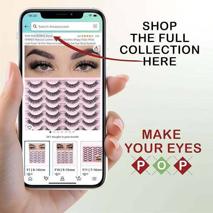 FARRED Lashes Natural Look Short Cat Eye Natural Lashes Fluffy Wispy False Eyelashes 14 Pairs Faux Mink Strip Eye Lashes Pack for Daily Makeup (F7 | 6-15mm)-GlimoraGlow