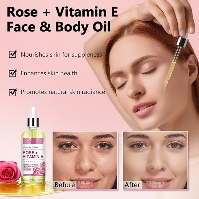 Ice Roller for Face & Eye, Vitamin E Rose Oil & Gua Sha Set, Gua Sha Oil for Face & Body, Reduces Puffiness Relieves Migraines Skin Care Tools, Facial Massager Tool & Self Care Gifts for Women-GlimoraGlow