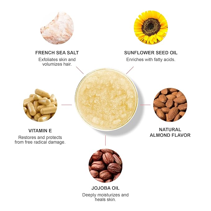 100% PURE Honey Almond Body Scrub Exfoliating Deep Clean with Sea Salts & Nourishing Oils - Natural Deeply Moisturizing Skincare - Vibrant Radiant Skin Restore & Pore Cleanse - Vegan - 10oz-GlimoraGlow