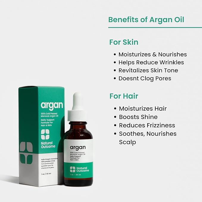 Argan Oil 100% Pure Moroccan Cold-Pressed Face, Body and Hair Lightweight Oil for Moisturizing, Hydrating & Skin Nourishment, 1 oz-GlimoraGlow