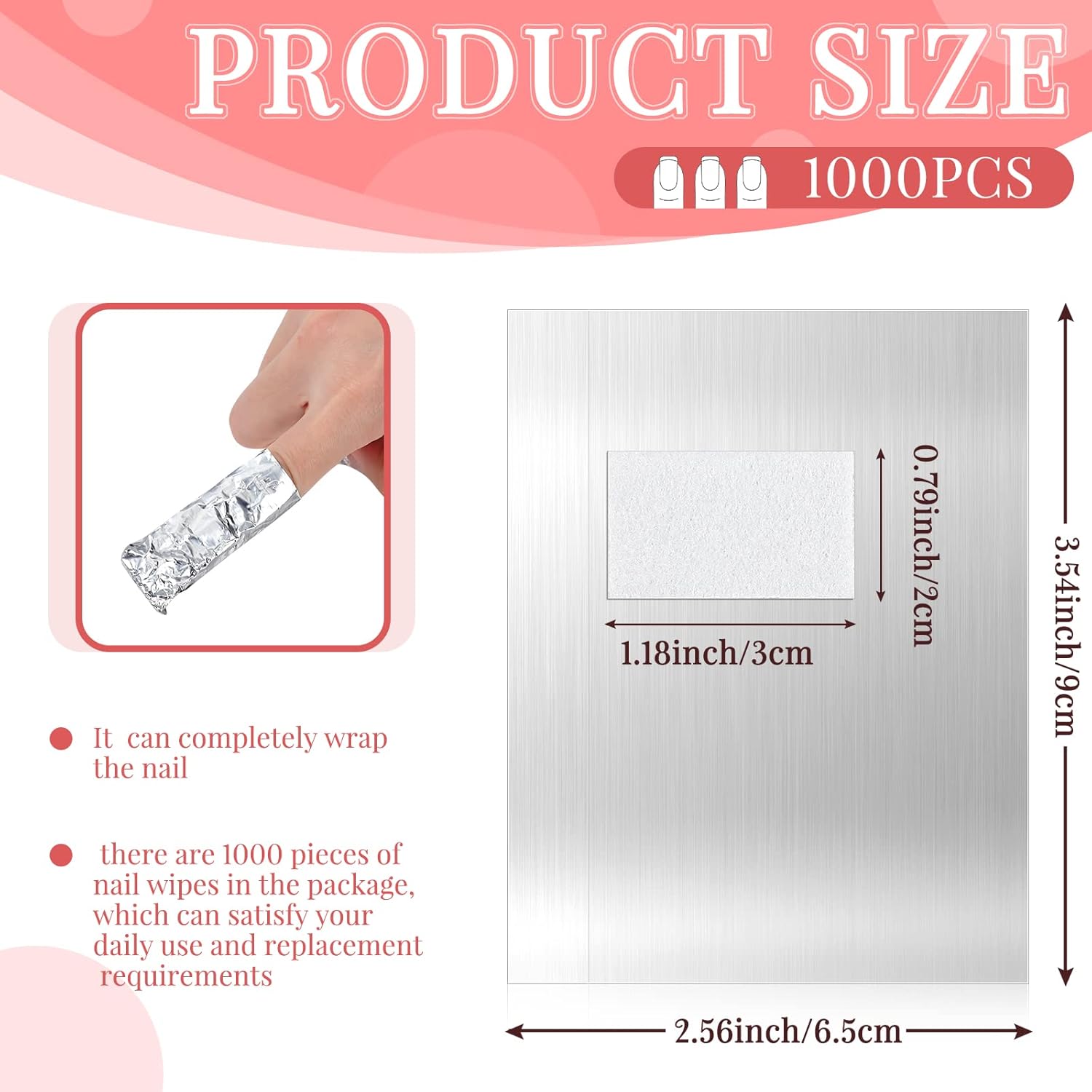 1000 Pcs Polish Remover Foil Wraps with Pre Attached Lint Pad for Removing, Silver-GlimoraGlow
