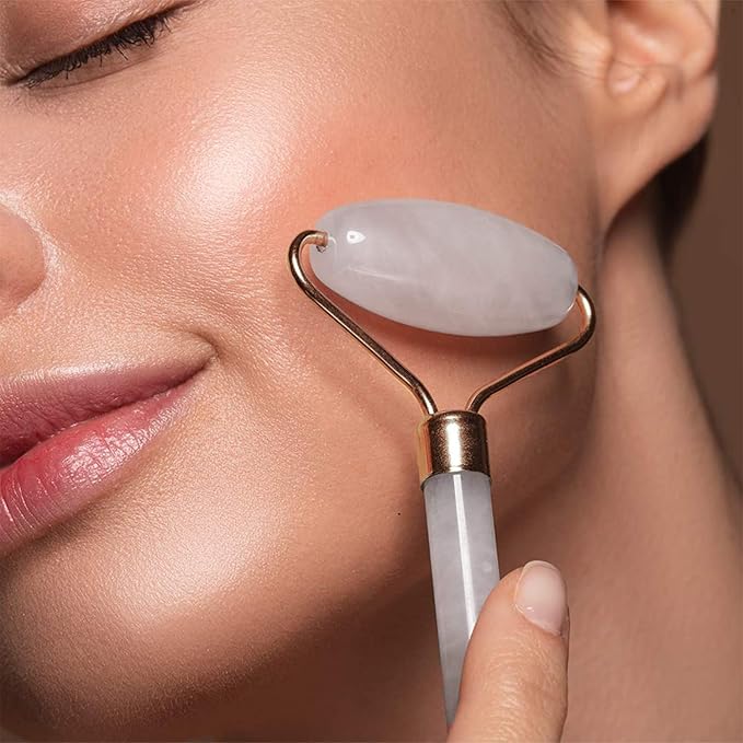 C CRYSTAL LEMON White Natural Face Roller, Jade Gua Sha Sculptor for Aging Wrinkles and Puffiness - Natural White Facial Roller Guasha Tool - Premium Jade Face Roller Cold Roller for Face-GlimoraGlow