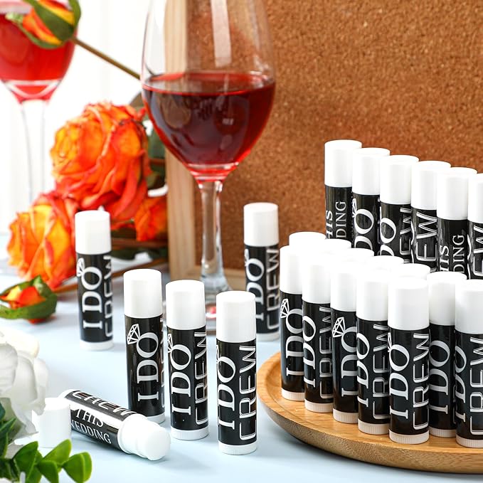 24 Pcs Bachelorette Lip Balm I Do Crew Wedding Party Gifts Bachelorette Lip Balm Gift Wedding Favors for Bachelorette Wedding Party Guest Supplies (Black with White)-GlimoraGlow