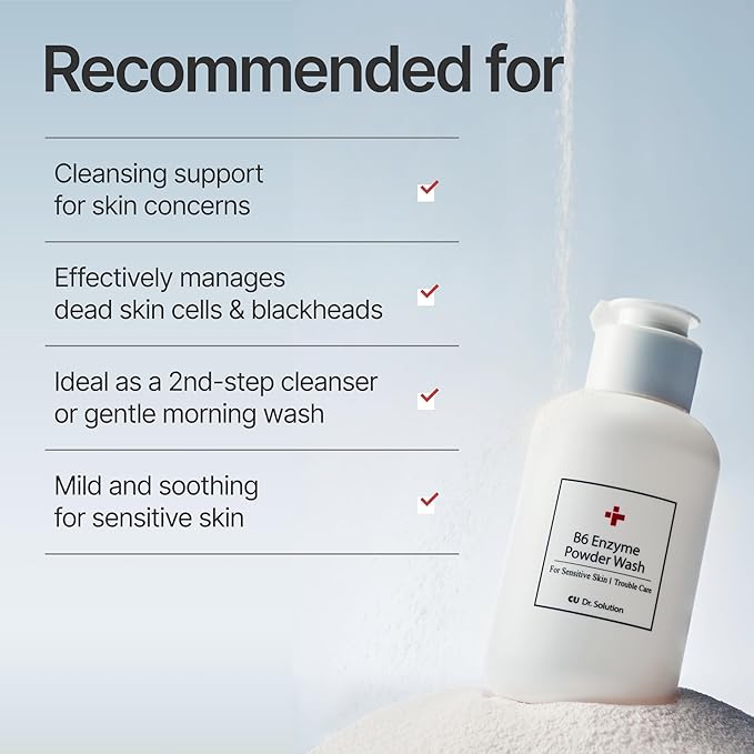 B6 Enzyme Powder Face Cleanser, Korean Skin Care Exfoliating Face Wash with PHA and Papain Enzyme, Face Exfoliator with Calamine and Vitamin B6, Gentle Cleanser, 55g (1.94 Oz)-GlimoraGlow