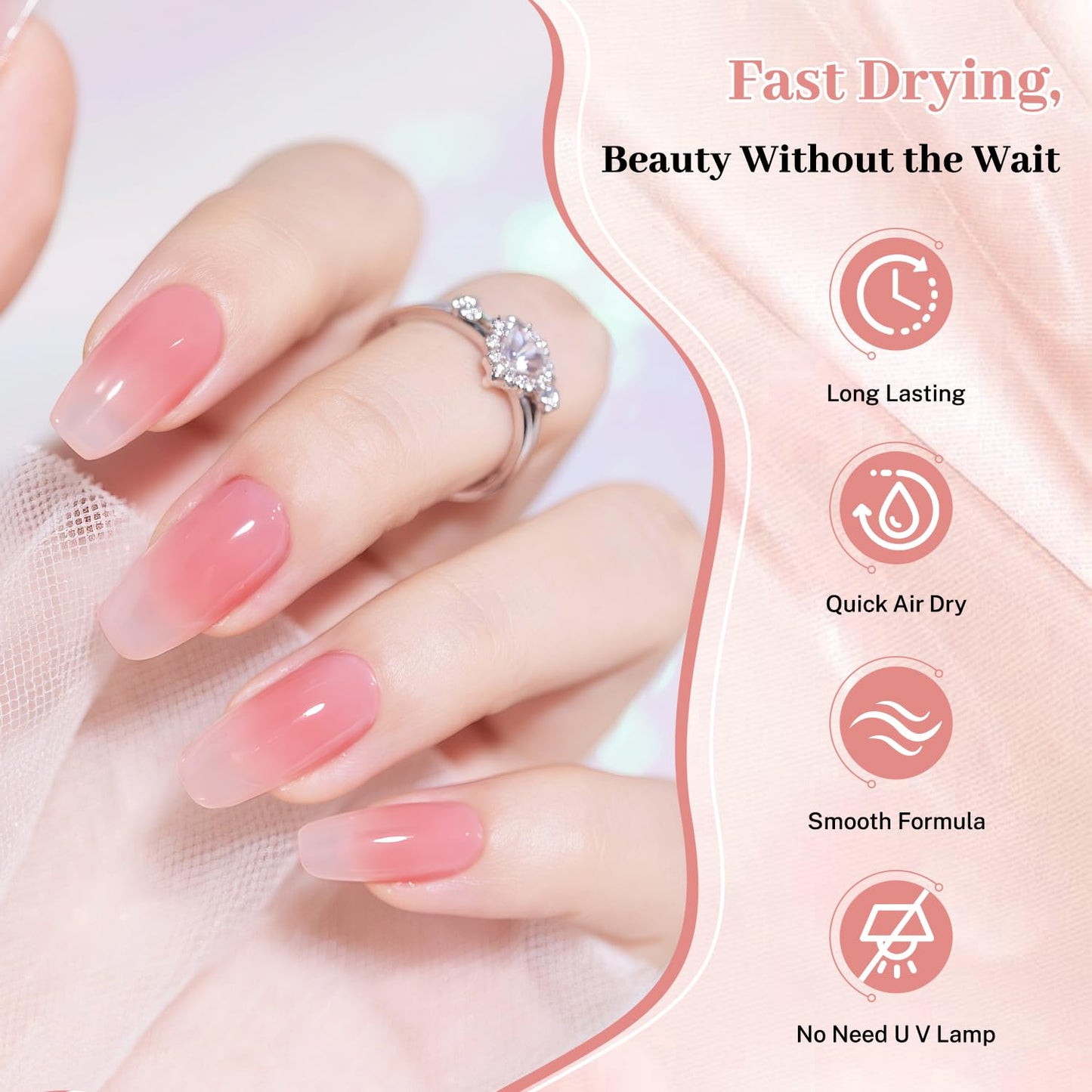16.5ml Jelly Pink Nail Polish Large Volume Quick Dry Nail Polish, Long Lasting Shine, Fingernail Toenail Nail Art DIY Home Travel Nail Art Gift-GlimoraGlow