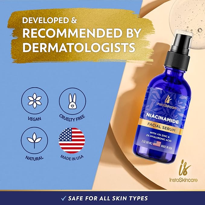 DOUBLE SIZED (2Oz) Niacinamide Serum for Face 10% with Zinc 1% Vitamin B3 Brightening Serum for for Tone, Texture and Hydrating-GlimoraGlow