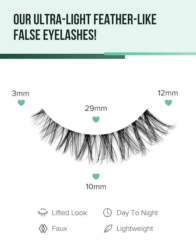 Wispy Cat Eye Lashes Demi Wispies Eyelashes C Curl False Lashes Clear Band Lashes Short False Eyelashes Natural Mink Lashes 7 Pairs-GlimoraGlow