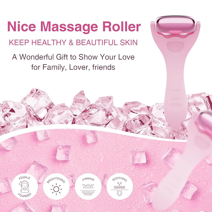 Facial Ice Roller for Skin Care - Aluminum Face Roller to De-Puff, Soothe & Tighten Pores - Cold Therapy Massage Tool for Radiant Glow-GlimoraGlow