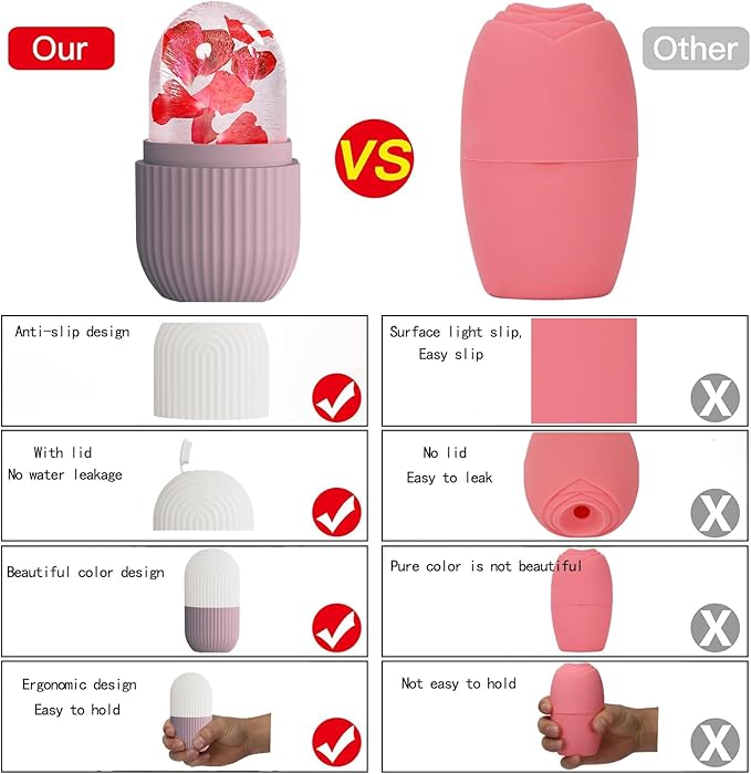 XHJRI Ice Face Roller Massager,Ice Cube Roller for Face, Eyes and Neck Naturally Conditioning and Skin Care,De-Puff Eye Bags,Reduce Migraine Pain,Reusable Massage Silicone Ice Mold (Brown)-GlimoraGlow