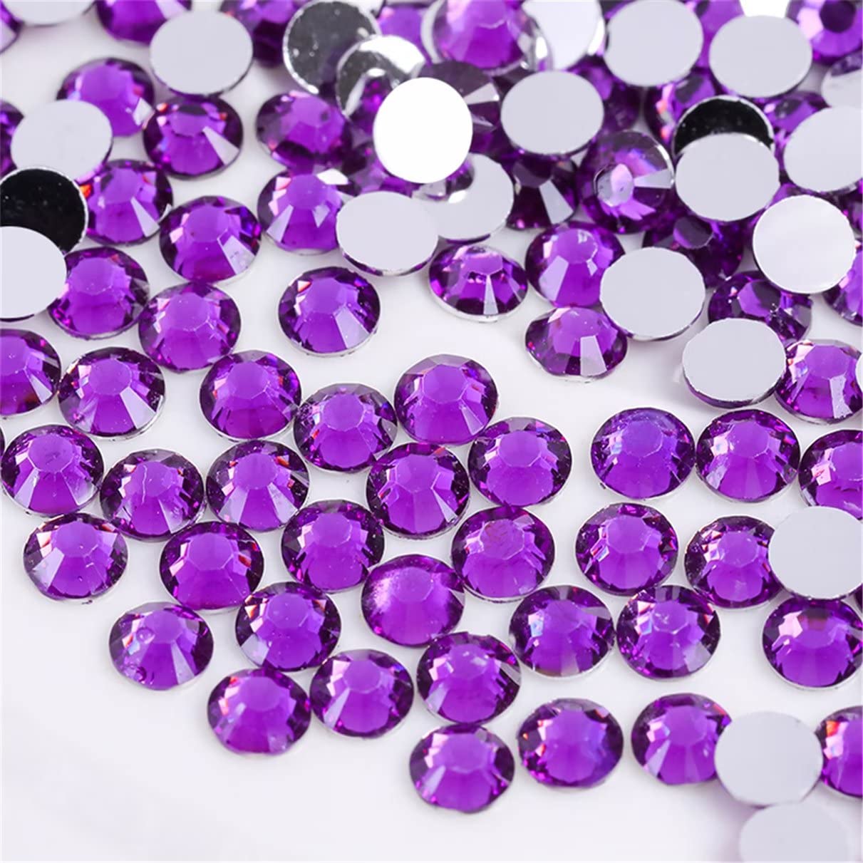 1000 Pieces SS20 5mm Flatback Rhinestones Clear Glass Round Gems Crystals for Nail Art DIY Crafts Clothes Shoes Bags （Purple）-GlimoraGlow