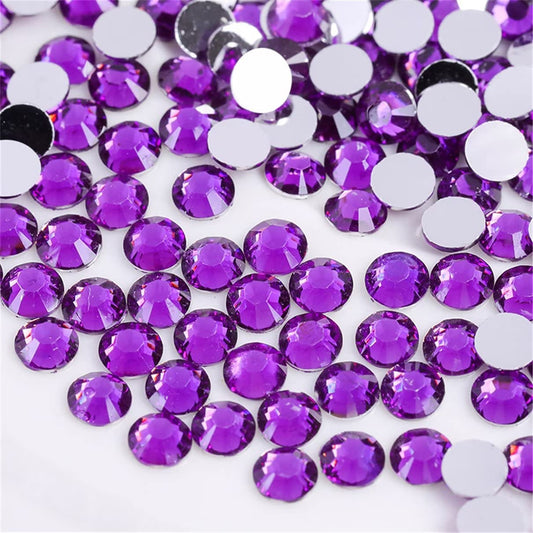 1000 Pieces SS20 5mm Flatback Rhinestones Clear Glass Round Gems Crystals for Nail Art DIY Crafts Clothes Shoes Bags （Purple）-GlimoraGlow