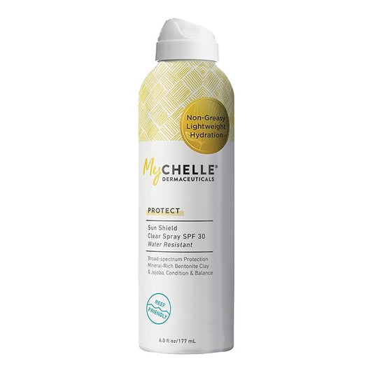 MyChelle Dermaceuticals Sun Shield Clear Spray SPF 30 (6 Fl Oz) - Liquid Zinc Sunscreen Spray with Bentonite Clay and Jojoba - Balances Oil Levels and Conditions Skin - Water Resistant for 80 Minutes-GlimoraGlow