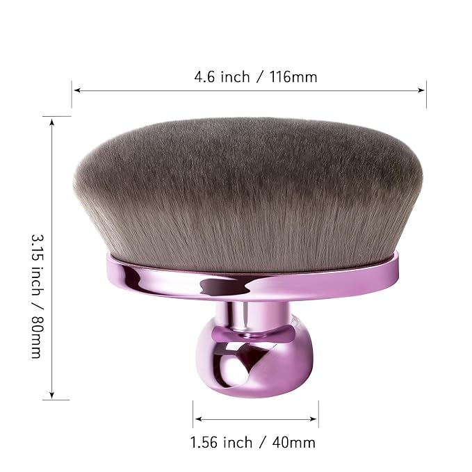 Extra Large Body Makeup Brush For Self Tanner, Leg Makeup &Bronzer Blend,116mm Oval-headed Kabuki Brush Provides More Even &Pretty Application, Sunscreen Face& Back Makeup Brush, Wet&Dry Use- Purple-GlimoraGlow