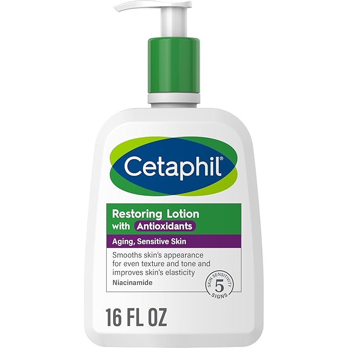 Cetaphil Restoring Body Lotion with Antioxidants for Aging Skin, Great for Neck and Chest Areas, Fragrance and Paraben Free, Suitable for Sensitive Skin 16 oz. Bottle-GlimoraGlow
