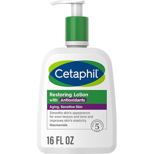 Cetaphil Restoring Body Lotion with Antioxidants for Aging Skin, Great for Neck and Chest Areas, Fragrance and Paraben Free, Suitable for Sensitive Skin 16 oz. Bottle-GlimoraGlow