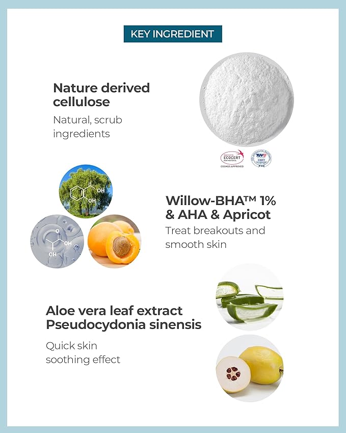 BHA+ Pore Zero 30 Second Exfoliator - Pore Erasing Face Peeling Gel with Salicylic Acid, Aloe Vera - Removes Dead Skin & Sebum - Glass Clear Skin, Korean Skincare, 3.38oz.-GlimoraGlow