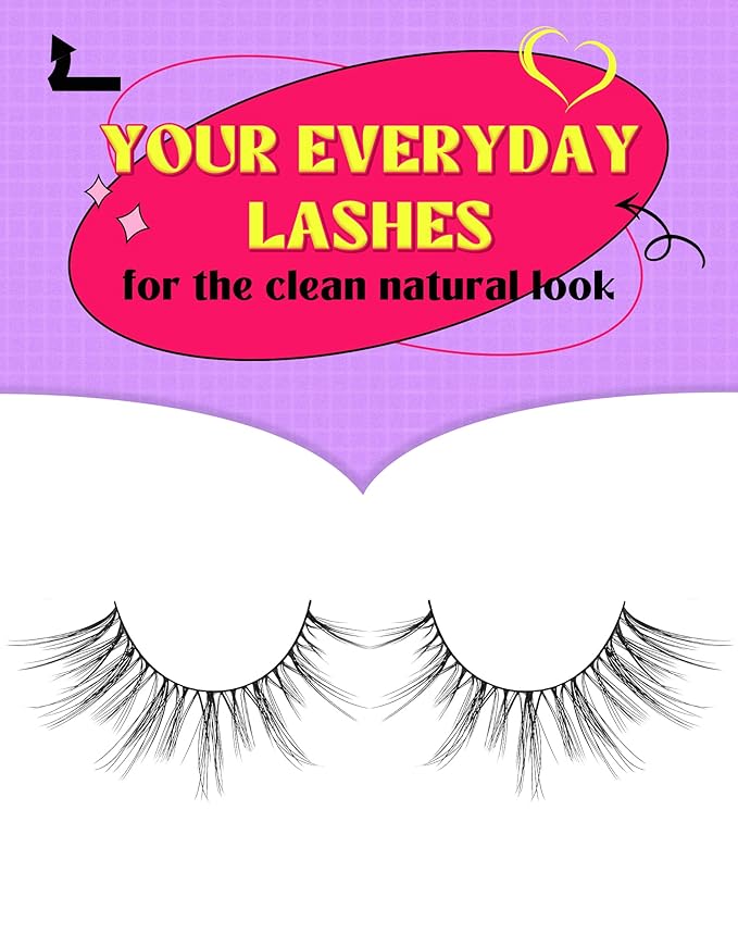 Onlyall Wispy Lashes - Natural Flared False Eyelashes, Soft Fluffy, 7 Pairs DK56-GlimoraGlow