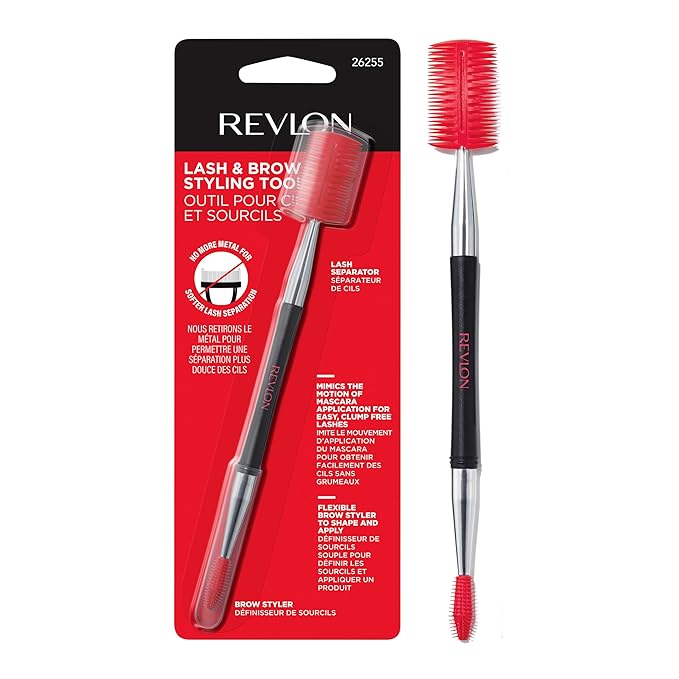 Revlon Lash & Brow Styling Tool, Dual Ended Eyelash Separator & Eyebrow Brush Spoolie, Works with Mascara & Brow Makeup, 1 count-GlimoraGlow