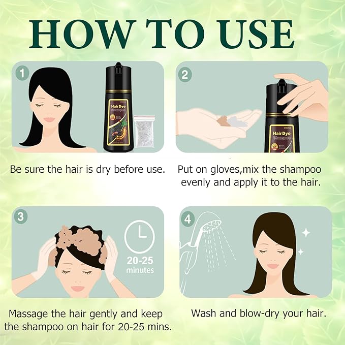 Instant Brown Hair Dye Color Shampoo 3 in 1 for Gray Hair Coverage - Herbal, Easy to Use, Long Lasting for Women & Men, 500Ml (Dark Brown)-GlimoraGlow