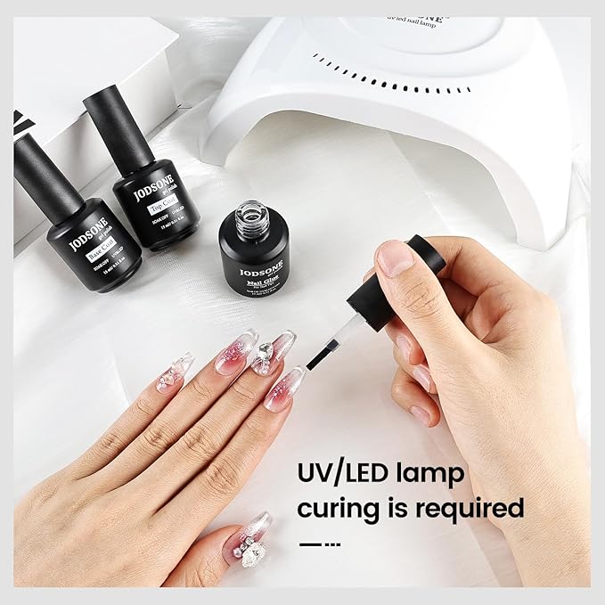 JODSONE 15ml Nail Glue Gel for Nail Tips Long Lasting Extension Glue for Clear Nail Tips Base Coat Top Coat All Need Lamp Cured-GlimoraGlow