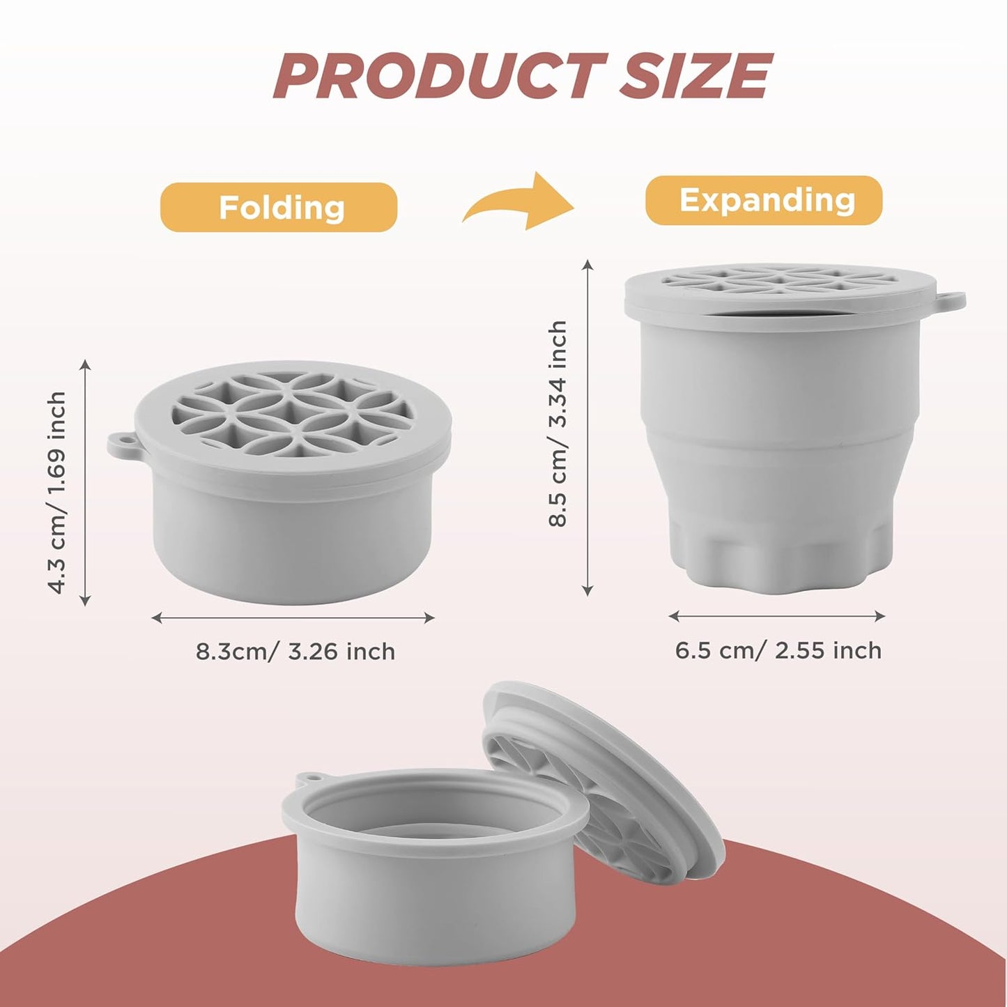 Makeup Brush Cleaner - Foldable Silicone Makeup Brush Cleaner Mat with Brush Storage Holder Makeup Brush Cleaning Bowl Cosmetic Brush Washing Tool for Cleaning Organizer and Drying (Grey)-GlimoraGlow