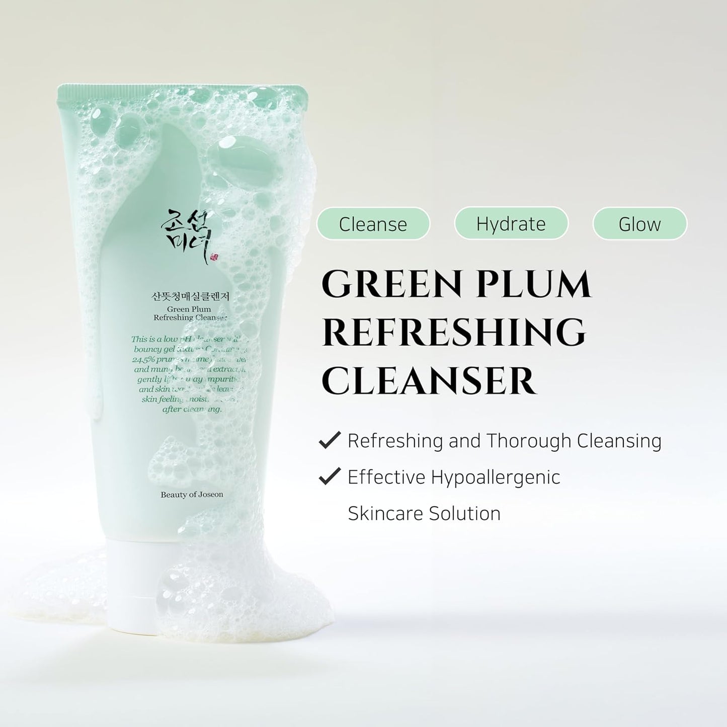 Beauty of Joseon Green Plum Refreshing Cleanser Gel Type Deep Pore Cleansing, Acne Face Wash, Blackhead Remover for All Skin Types, Korean Skincare 100ml, 3.38 fl.oz-GlimoraGlow