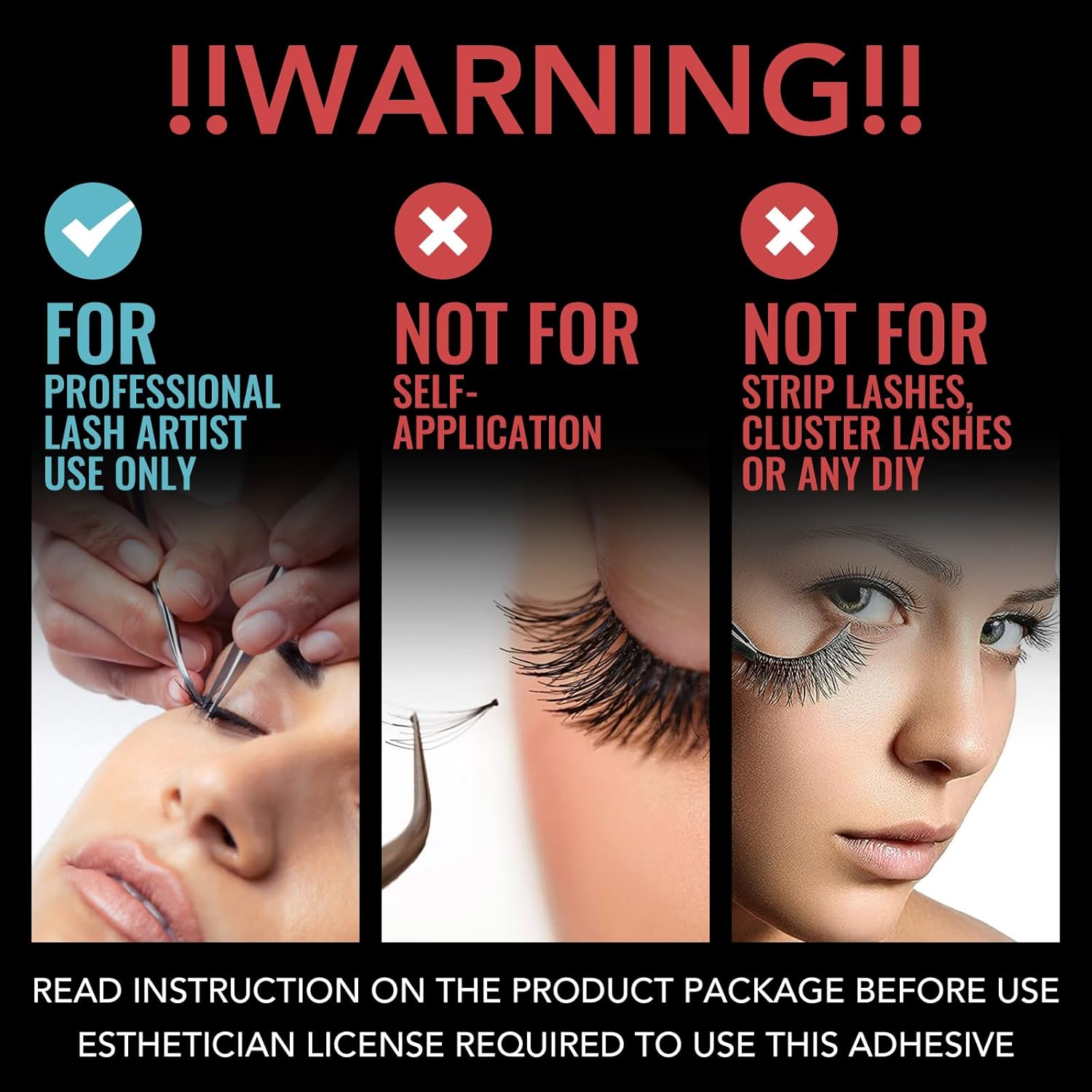 Eyelash Extension Glue - 0.5 Sec Fast Drying, 8 Week Retention (0.17fl.oz / 5ml) Waterproof Black Adhesive for Semi-Permanent Lash Extensions - Professional Use Only-GlimoraGlow