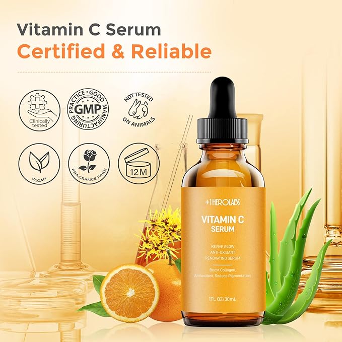2 Packs Vitamin C Serum for Face –Anti Aging Face & Eye Serum, Hyaluronic Acid, Reduce Fine Lines, Dark Spots and Wrinkle-GlimoraGlow