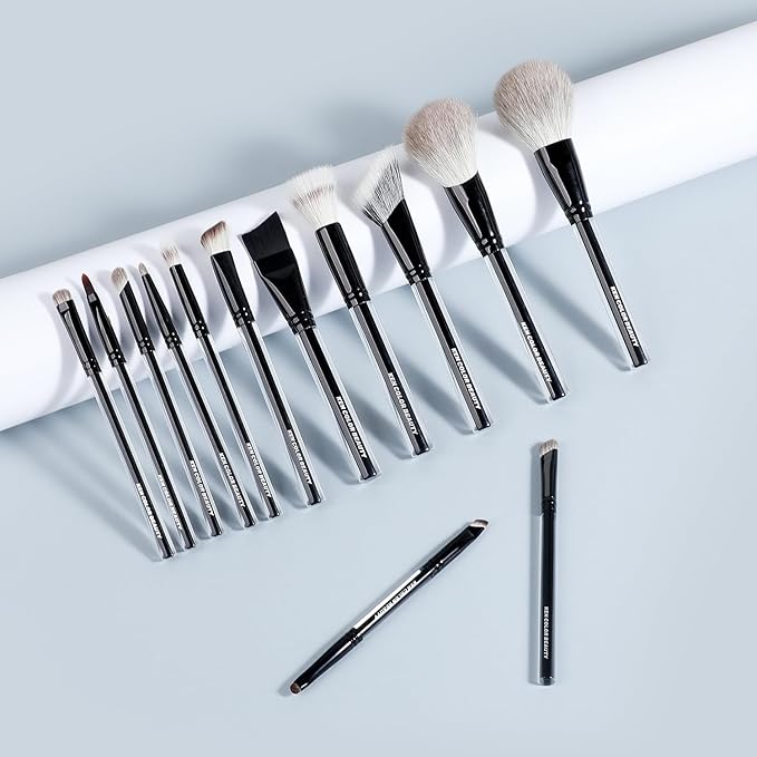 KENCOLOR Premium 13-Piece Makeup Brush Set with PU Travel Pouch – High-End Acrylic Handle, Soft Synthetic & Natural Bristles, Dense & Non-Absorbent, for Flawless Application-GlimoraGlow