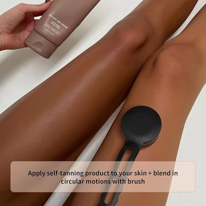 docolor Self Tanner Back Applicator, Plastic Long Handle Back Tanning Applicator Large Body Makeup Brush Vegan & Cruelty Free Self Tanner Brush For Self Tanner, Sunscreen, Bronzer, Foundation-GlimoraGlow