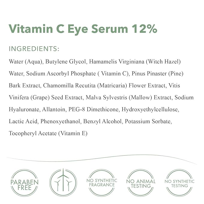 emerginC Vitamin C Eye Serum 12% - Gentle Eye Serum with Chamomile + Grape Seed Extract to Target the Appearance of Fine Lines, Puffiness + Pigmentation (0.5 oz, 15 ml)-GlimoraGlow