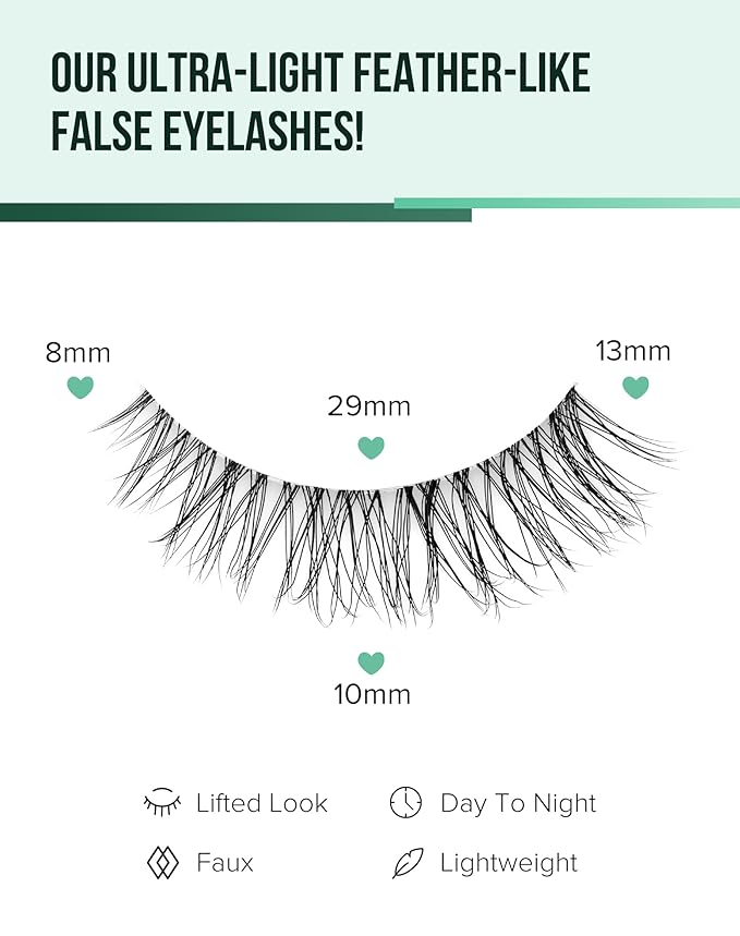 Natural Cat Eye Lashes Natural Eyelashes Wispy Mink Lashes Short Fake Lashes Clear Band Eye Lashes Pack 7 Pairs Small Demi Wispies Eyelashes-GlimoraGlow