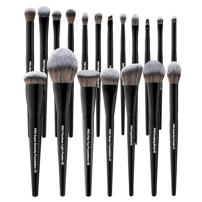 Bueart Design 19Pcs Professional Grade Labeled Makeup Brushes Set, Large Foundation Powder Contour Concealer eyeshadow Blush EyeLiner Make up Brushes,Premium Synthetic hair,Vegan Cruelty-free-GlimoraGlow