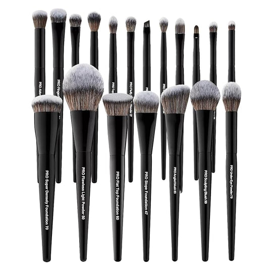Bueart Design 19Pcs Professional Grade Labeled Makeup Brushes Set, Large Foundation Powder Contour Concealer eyeshadow Blush EyeLiner Make up Brushes,Premium Synthetic hair,Vegan Cruelty-free-GlimoraGlow