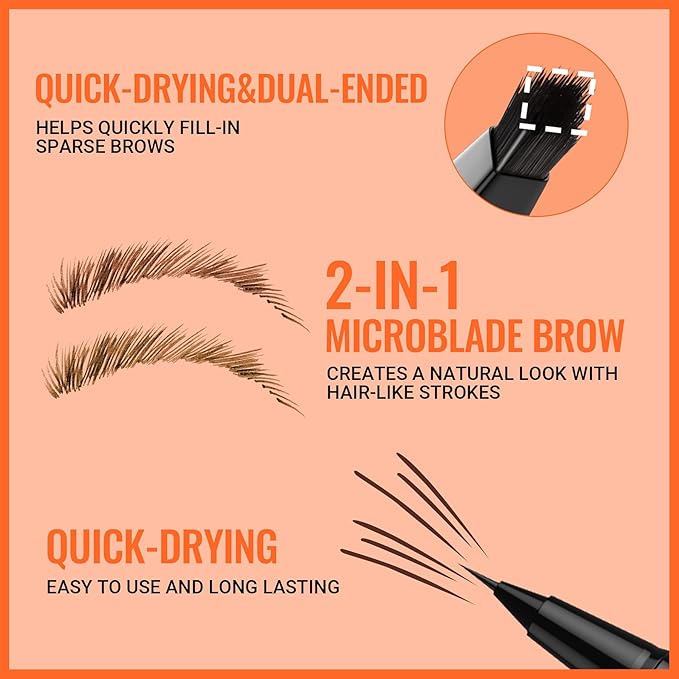 iMethod Eyebrow Pen - Eyebrow Pencil,2-in-1 Eyeliner Dual-Ended Microblading Eyebrow Pencil Long Lasting Waterproof Hair-Like Brow Pencil,with Eyebrow Brush,Eyebrow Pencils for Women,Brown-GlimoraGlow