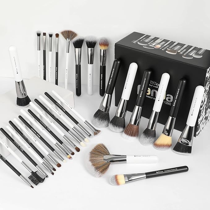 DUcare Professional Makeup Brushes 31Pcs Panda Series Makeup Brush Set Kabuki Foundation Blending Face Powder Blush Concealers Eye Shadows With Leather Case Organizer-GlimoraGlow