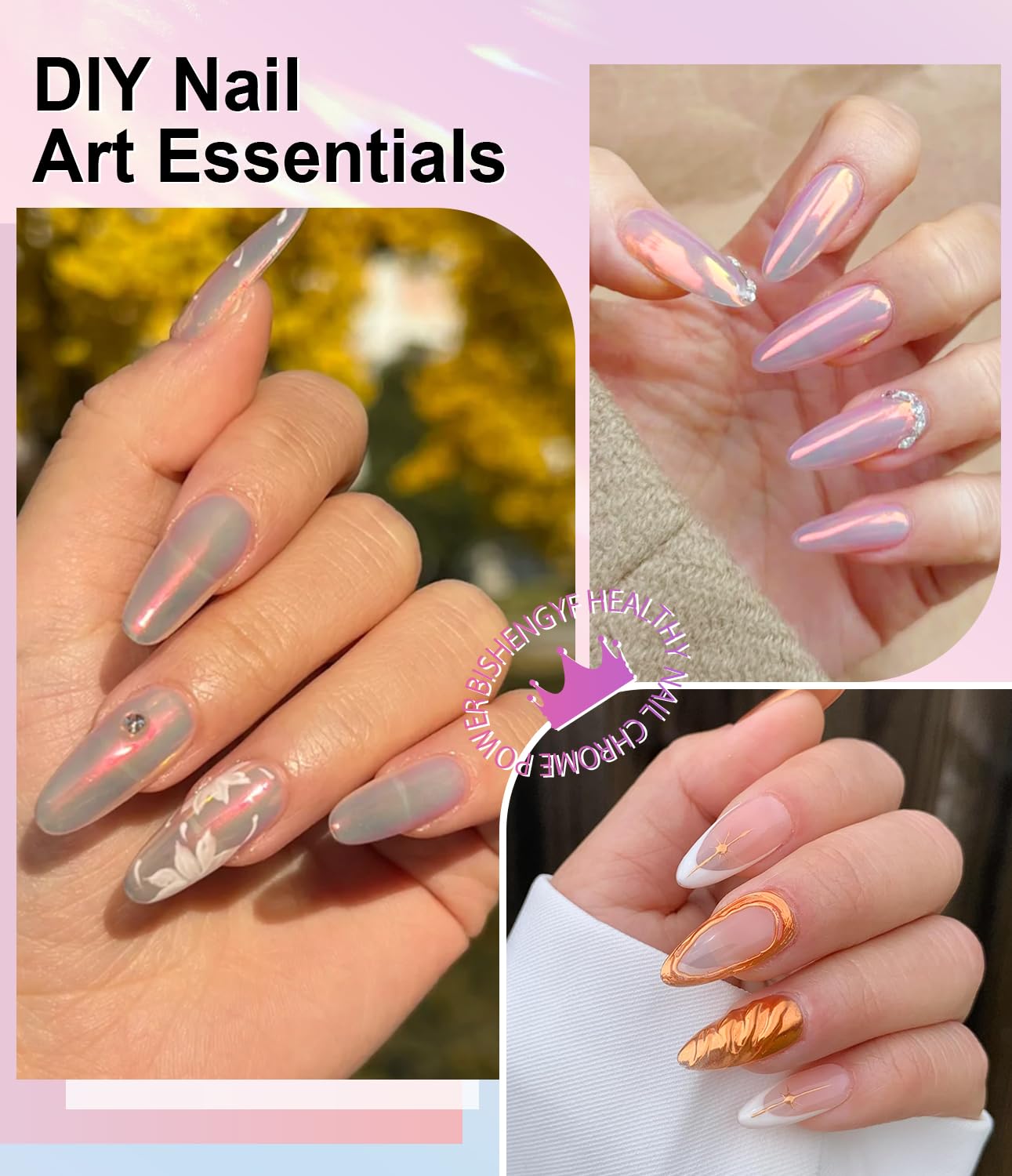 2 PCS Chrome Nail Powder：Mirror Effect Copper Chrome Nail Powder,Metallic Mirror Orange Chrome Nail Powder Decoration for DIY Nail Art,Bronze Pigment Holo Chrome Powder-GlimoraGlow