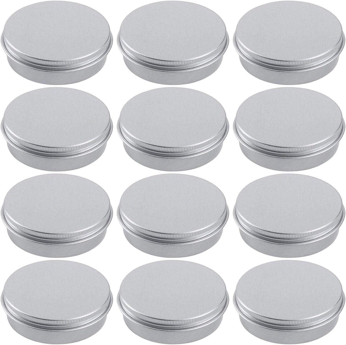 2 Ounce Aluminum Tin Jar Refillable Containers 60 ml Aluminum Screw Lid Round Tin Container Bottle for Cosmetic,Lip Balm, Cream, 12 Pack.-GlimoraGlow