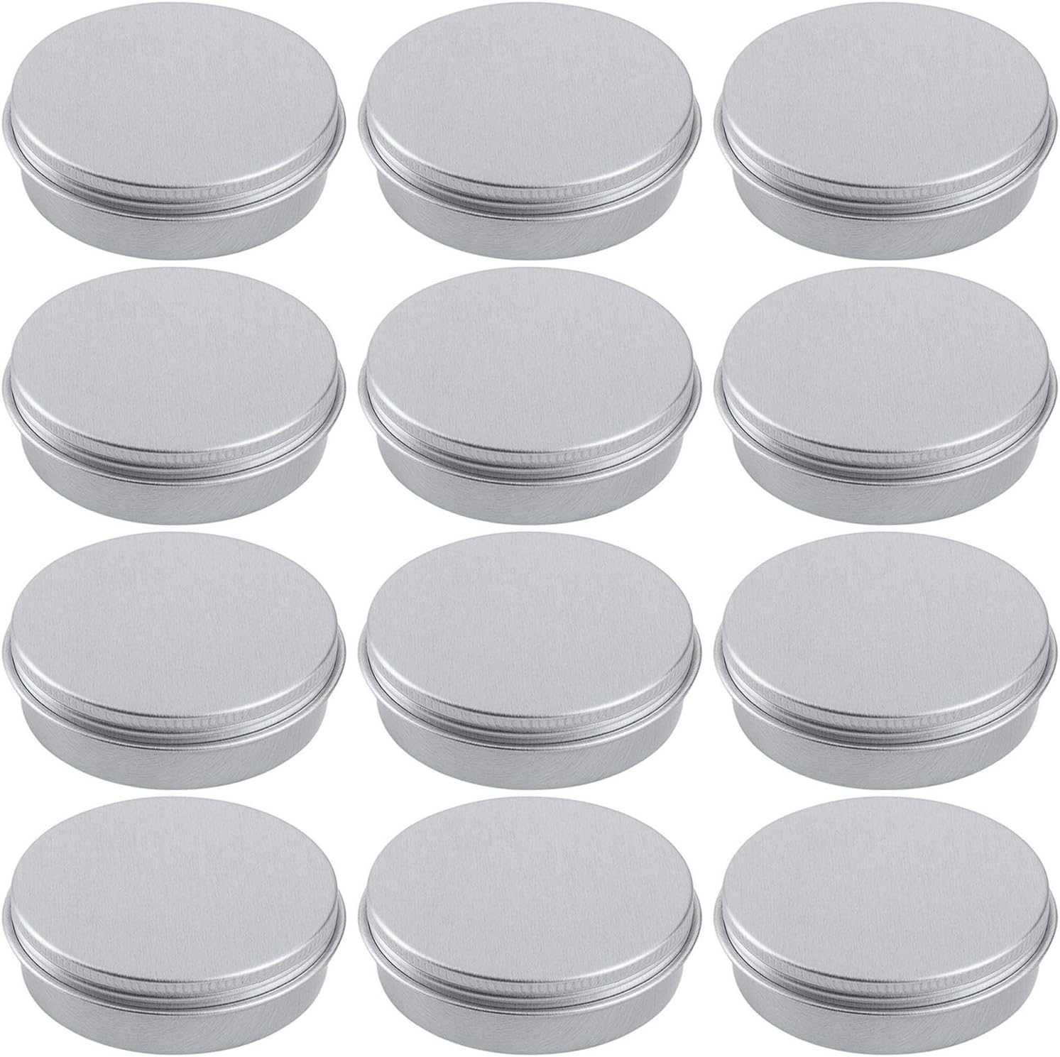 2 Ounce Aluminum Tin Jar Refillable Containers 60 ml Aluminum Screw Lid Round Tin Container Bottle for Cosmetic,Lip Balm, Cream, 12 Pack.-GlimoraGlow