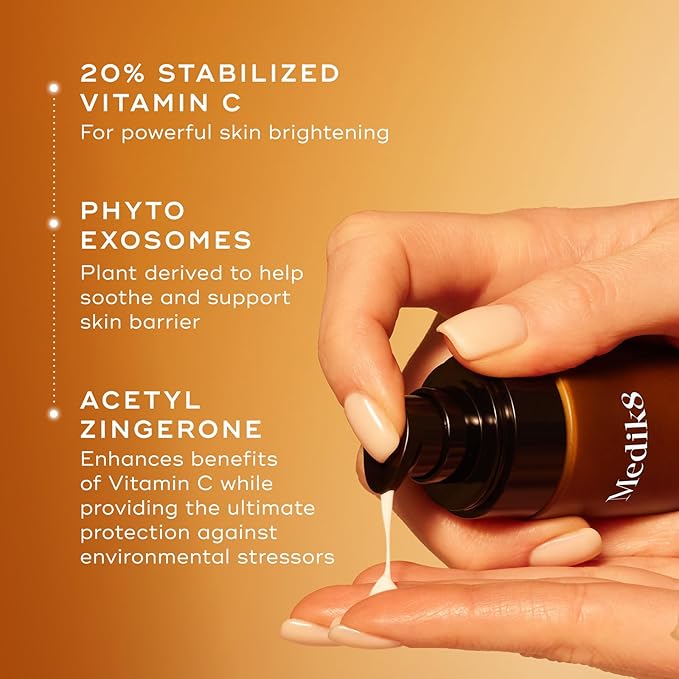 Medik8 C-Tetra Advanced - Balancing, Plumping, Hydrating Daily Vitamin C Serum with Hyaluronic Acid, Squalene - Smooths Fine Lines, Wrinkles - 1.0 oz-GlimoraGlow