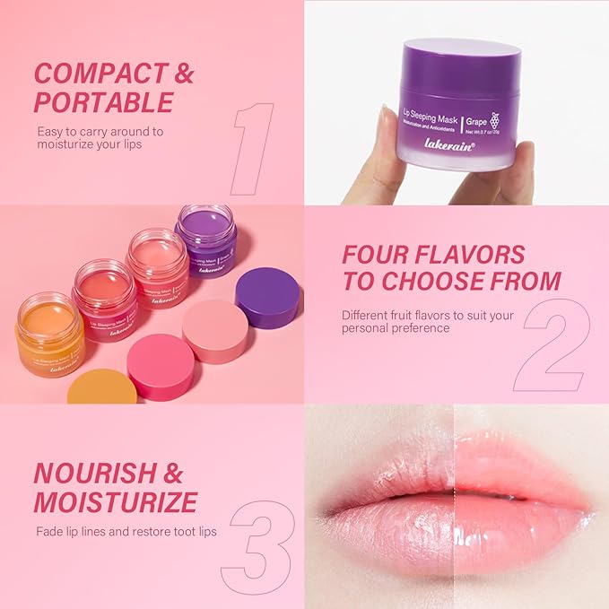 Hydrating Lip Sleeping Mask - Day and Night Repair Lip Balm for Chapped Dry Lips - Reduce Lip Lines, Enhance Lip Color, Hydrate & Plump Lips Care Lip Mask (Peach)-GlimoraGlow