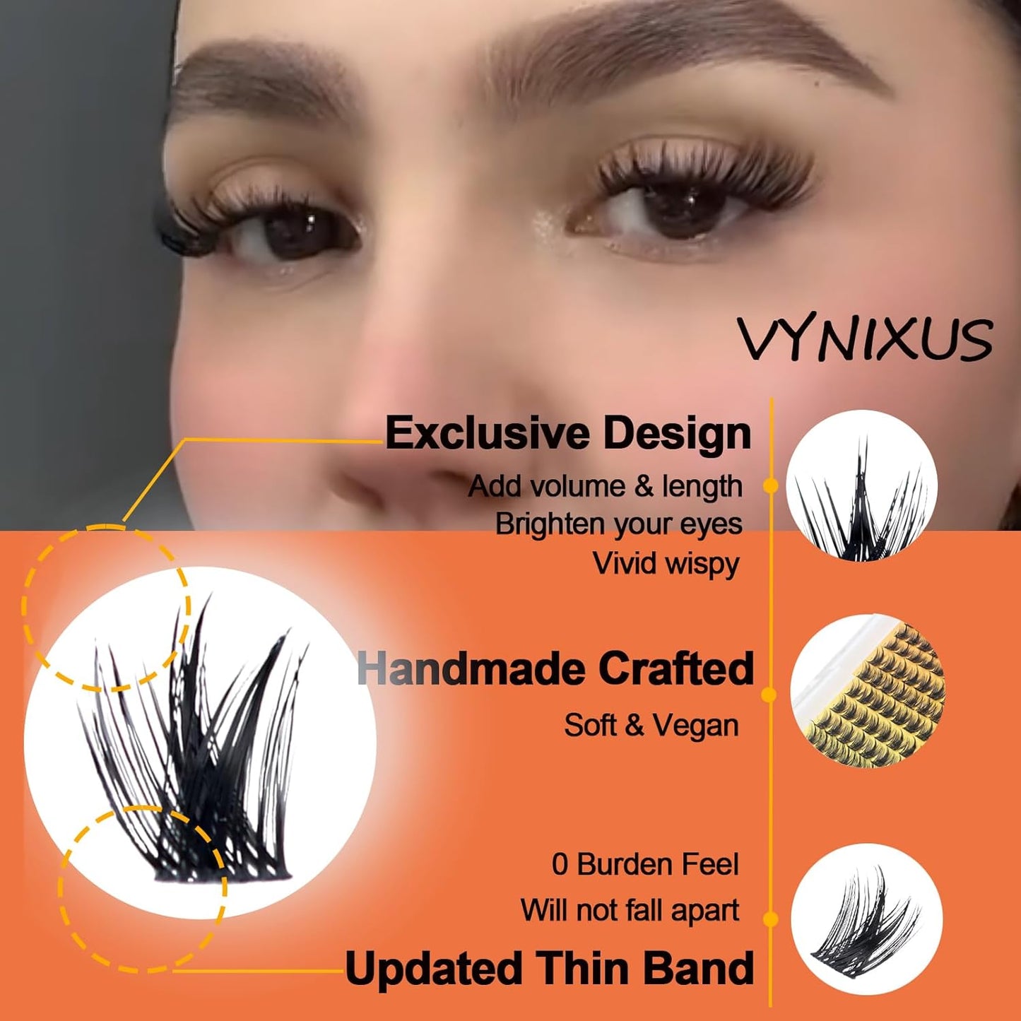 Eyelash Clusters Fluffy Lash Clusters Wispy Individual Lashes WideSpan Cluster Eyelash Extensions Natural Cluster Lashes Ultra-Thin Band (Magic-0.07D-Mix8-16)-GlimoraGlow