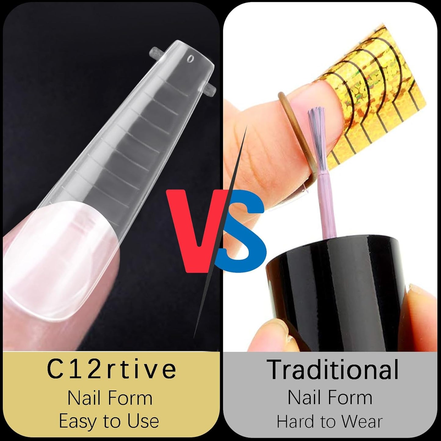 120Pcs Clear Dual Nail Forms,Long Ballet Extension Poly Nail Gel Nail Forms Full Cover Nail Molds 12 Sizes for Solid Nail Gel Glue Nail Art Design Salon&DIY(Extra Long Ballet)-GlimoraGlow