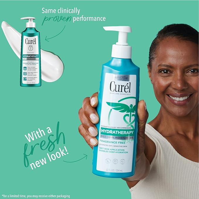 Curel Hydra Therapy In Shower Lotion, Itch Defense Body Moisturizer with Advanced Ceramide Complex, Vitamin E, & Oatmeal Extract, 12 Oz-GlimoraGlow