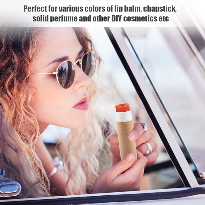 10 Pcs 25g Paperboard Lip Balm Tubes Refillable Krafts Paper Lipstick Tube Round Cardboard Empty Lip Gloss Container Holder Tubes for DIY Chapstick Salve Cosmetic Lotion Solid Perfume - Brown-GlimoraGlow