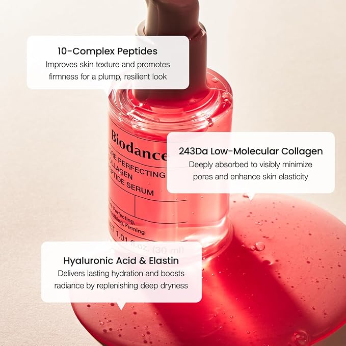 BIODANCE Pore Perfecting Collagen Peptide Serum, Skin Firming & Radiance Boost, Plumping, Pore Care, Makeup Prep Serum for All Skin Types, Korean Skincare | 1.01 fl.oz x 1 ea-GlimoraGlow